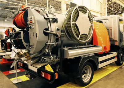 Photo taken in a loading bay of a high pressure water jetting machine